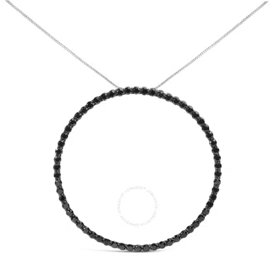 Haus Of Brilliance .925 Sterling Silver 5.0 Cttw Black Diamond Open Hoop Circle Pendant Necklace In White