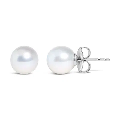 Haus Of Brilliance .925 Sterling Silver 5.5-6mm Cultured Freshwater Pearl Solitaire Stud Earrings In White