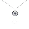 Haus Of Brilliance .925 Sterling Silver 5/8 Cttw Blue Diamond Mirror Plate With Heart And Diamond Halo 18" Pendant Neck In White