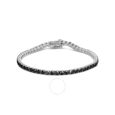 Haus Of Brilliance .925 Sterling Silver 4-prong Set Treated Black Round-cut Diamond Classic Tennis Bracelet In White