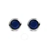 Haus Of Brilliance .925 Sterling Silver 6mm Bezel Set Created Blue Sapphire Solitaire Stud Earrings In White