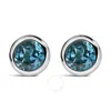 Haus Of Brilliance .925 Sterling Silver 6mm Bezel Set Created Blue Topaz Solitaire Stud Earrings In Blue