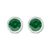 Haus Of Brilliance .925 Sterling Silver 6mm Bezel Set Created Gemstone Solitaire Stud Earrings In Green