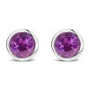 Haus Of Brilliance .925 Sterling Silver 6mm Bezel Set Created Gemstone Solitaire Stud Earrings In Purple