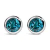 Haus Of Brilliance .925 Sterling Silver 6mm Bezel Set Created Blue Topaz Solitaire Stud Earrings In Blue