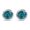 Haus Of Brilliance .925 Sterling Silver 6mm Bezel Set Created Gemstone Solitaire Stud Earrings In Blue
