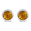 Haus Of Brilliance .925 Sterling Silver 6mm Bezel Set Created Yellow Citrine Solitaire Stud Earrings In Gold