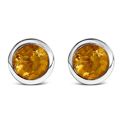HAUS OF BRILLIANCE .925 STERLING SILVER 6MM BEZEL SET CREATED GEMSTONE SOLITAIRE STUD EARRINGS