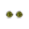 Haus Of Brilliance .925 Sterling Silver 6mm Bezel Set Created Gemstone Solitaire Stud Earrings In Green