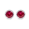 Haus Of Brilliance .925 Sterling Silver 6mm Bezel Set Created Gemstone Solitaire Stud Earrings In Pink