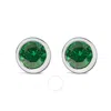 Haus Of Brilliance .925 Sterling Silver 6mm Bezel Set Created Gemstone Solitaire Stud Earrings In Green