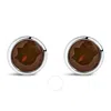 Haus Of Brilliance .925 Sterling Silver 6mm Bezel Set Created Red Garnet Solitaire Stud Earrings In Brown