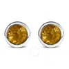 Haus Of Brilliance .925 Sterling Silver 6mm Bezel Set Created Yellow Citrine Solitaire Stud Earrings In Gold