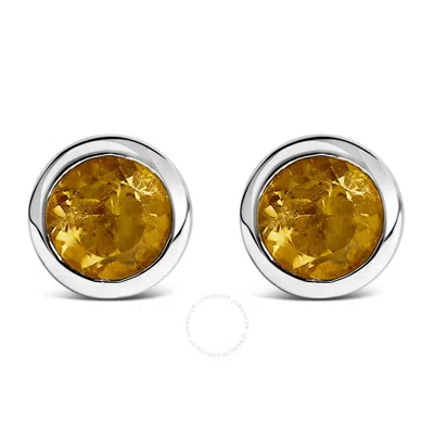 Haus Of Brilliance .925 Sterling Silver 6mm Bezel Set Created Yellow Citrine Solitaire Stud Earrings In Gold