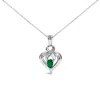 Haus Of Brilliance .925 Sterling Silver 6x4mm Pear Emerald And Diamond Accent Heart Pendant Necklace In White