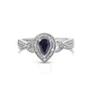 Haus Of Brilliance .925 Sterling Silver 6x4mm Pear Sapphire Gemstone With Diamond Accent Fashion Hal In White