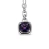 Haus Of Brilliance .925 Sterling Silver 6x6mm Cushion Shaped Natural Purple Amethyst And Diamond Accented Bale 18" Inch In White