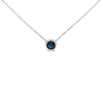 Haus Of Brilliance .925 Sterling Silver 7mm Bezel Set Created Gemstone Pendant Necklace