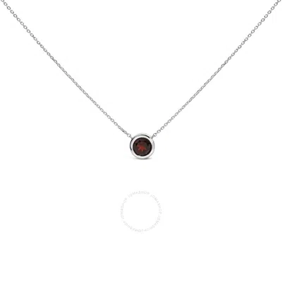 Haus Of Brilliance .925 Sterling Silver 7mm Bezel Set Created Red Garnet Pendant Necklace - 18" Inch In White