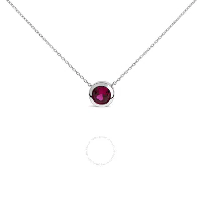 Haus Of Brilliance .925 Sterling Silver 7mm Bezel Set Created Red Ruby Pendant Necklace - 18" Inches In White
