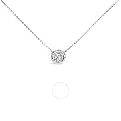 Haus Of Brilliance .925 Sterling Silver 7mm Bezel Set Created White Sapphire Pendant Necklace - 18"