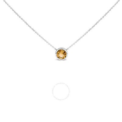 Haus Of Brilliance .925 Sterling Silver 7mm Bezel Set Created Yellow Citrine Pendant Necklace - 18"  In White