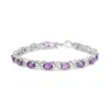 Haus Of Brilliance .925 Sterling Silver 7x5mm Oval Amethyst And Diamond Accent X-link Bracelet In White
