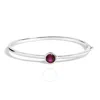 Haus Of Brilliance .925 Sterling Silver 7x7mm Created Red Ruby Solitaire Bangle Bracelet - 7 Inches In White