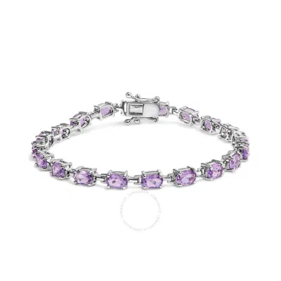Haus Of Brilliance .925 Sterling Silver 8 1/2 Cttw Oval Shaped Purple Amethyst Link Bracelet - 7" In In White