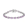 Haus Of Brilliance .925 Sterling Silver 8 1/2 Cttw Oval Shaped Purple Amethyst Link Bracelet In Pink