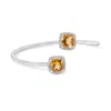 Haus Of Brilliance .925 Sterling Silver 8mm Cushion Cut Yellow Citrine Gemstone And Diamond Accent Split Bypass Bangle  In White