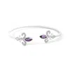 Haus Of Brilliance .925 Sterling Silver 8x4mm Marquise Purple Amethyst And Diamond Accent Fleur Di Lis Open Cuff Bangle In White