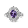 HAUS OF BRILLIANCE HAUS OF BRILLIANCE .925 STERLING SILVER 9X7MM OVAL PURPLE AMETHYST AND DIAMOND ACCENT ART DECO STYLE