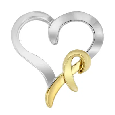 Haus Of Brilliance .925 Sterling Silver And 14k Yellow Gold Two-tone Heart Shaped Pendant Necklace In Multi