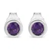 Haus Of Brilliance .925 Sterling Silver Bezel Set 3.5mm Created Gemstone Solitaire Stud Earrings In Metallic