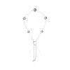 Haus Of Brilliance .925 Sterling Silver Bezel Set Purple Amethyst 5 Station Adjustable Bolo Bracelet In White