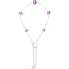 Haus Of Brilliance .925 Sterling Silver Bezel Set Purple Amethyst 5 Station Adjustable Bolo Bracelet In Metallic