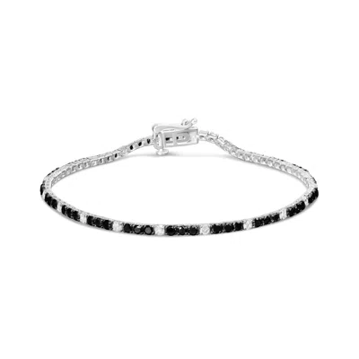 Haus Of Brilliance .925 Sterling Silver Black And White Diamond Tennis Bracelet