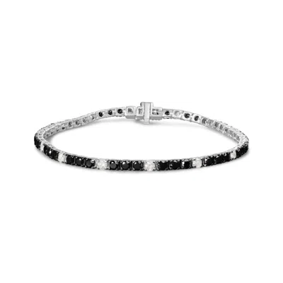 Haus Of Brilliance .925 Sterling Silver Black And White Diamond Tennis Bracelet