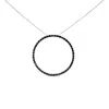Haus Of Brilliance .925 Sterling Silver Black Diamond Open Hoop Circle 18" Pendant Necklace In White