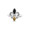 HAUS OF BRILLIANCE HAUS OF BRILLIANCE .925 STERLING SILVER BLACK ONYX AND ORANGE CITRINE MARQUISE AND DIAMOND ACCENT FL