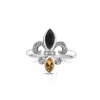 Haus Of Brilliance .925 Sterling Silver Black Onyx Yellow Citrine Marquise & Diamond Accent Fleur De