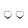 Haus Of Brilliance .925 Sterling Silver Blue Diamond Accent Open Heart Stud Earrings (blue Color