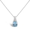 Haus Of Brilliance .925 Sterling Silver Blue Topaz And Diamond Accent Textured Pendant Necklace - 18 In White