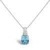 Haus Of Brilliance .925 Sterling Silver Blue Topaz And Diamond Accent Textured Pendant Necklace In Silver