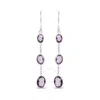 Haus Of Brilliance .925 Sterling Silver Checkerboard Cut Oval Purple Amethyst 2" Inch Drop And Dangl