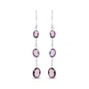 Haus Of Brilliance .925 Sterling Silver Checkerboard Cut Oval Purple Amethyst 2" Inch Drop And Dangle Earrings