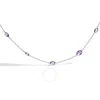 Haus Of Brilliance .925 Sterling Silver Checkerboard Cut Purple Amethyst Bezel Station Necklace - 22