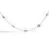 Haus Of Brilliance .925 Sterling Silver Checkerboard Cut Purple Amethyst Bezel Station Necklace