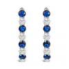 Haus Of Brilliance .925 Sterling Silver Created Blue And White Sapphire Hoop Earrings In Blue
